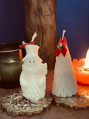 Mumias Candle New Year Noel Baba & Yıl Başı Ağacı 2'li Dekorasyon Mum Seti