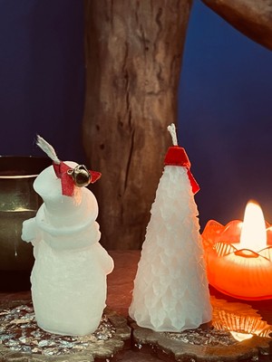 Mumias Candle New Year Noel Baba & Yıl Başı Ağacı 2'li Dekorasyon Mum Seti