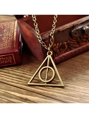 Harry Potter Ölüm Yadigarları Üçgen Kolyesi - 925 Ayar Gümüş Kaplama (Bronz)