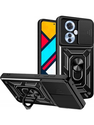 Fibaks Oppo Reno 11F 5g Kılıf Kamera Korumalı Sürgülü Yüzüklü Armor Military Tank Koruyucu Kapak