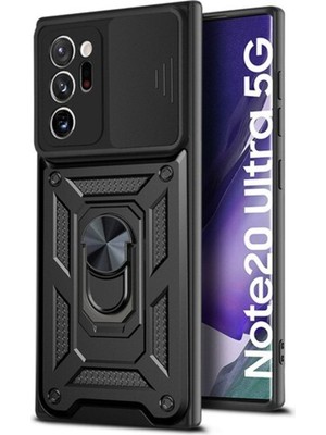 Fibaks Samsung Galaxy Note 20 Ultra Uyumlu Kılıf Kamera Korumalı Sürgülü Yüzüklü Armor Military Tank Zırh