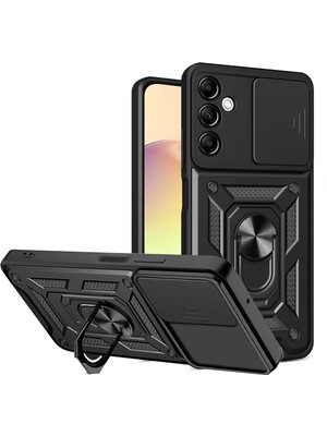 Fibaks Samsung Galaxy M34 5g Kılıf Kamera Korumalı Sürgülü Yüzüklü Armor Military Tank Koruyucu Kapak