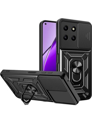 Fibaks Realme 11 4g Kılıf Kamera Korumalı Sürgülü Yüzüklü Armor Military Tank Koruyucu Kapak