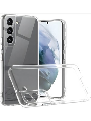 Fibaks Şeffaf Yumuşak Silikon Arka Kılıf 3D Kamera Korumalı Galaxy S22 Uyumlu Telefon Kılıfı