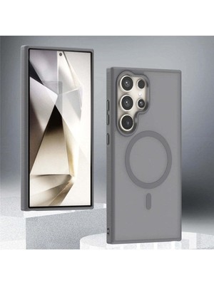 Fibaks Samsung Galaxy S23 Ultra Kılıf Kamera Çıkıntılı Magsafe Şarj Destekli Metal Tuşlu Yumuşak Kenarlı Mat Kapak