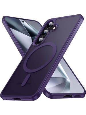 Fibaks Galaxy S24 Plus Kılıf Kamera Çıkıntılı Magsafe Şarj Destekli Metal Tuşlu Yumuşak Kenarlı Mat Kapak