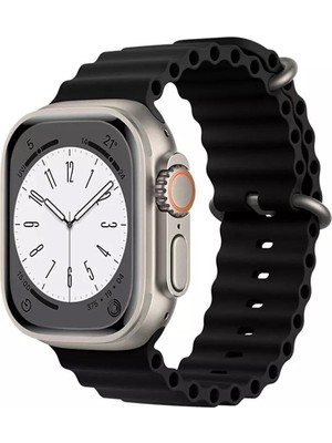 Fibaks Apple Watch 11/10 46MM 9/8/7/6/5/4/3/SE/ULTRA/HK/PRO/MAX 49MM 45MM 44MM Silikon Kasis Kabartmalı Ocean Kordon