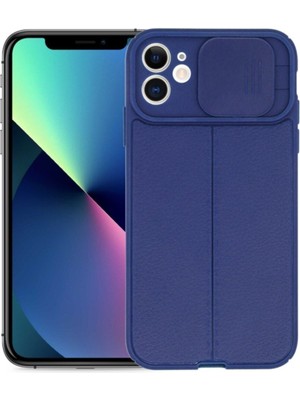 Fibaks Apple iPhone 7/8/se 2020 Kılıf Sürgülü Slide Kamera Korumalı Deri Görünümlü Leke Tutmaz Silikon