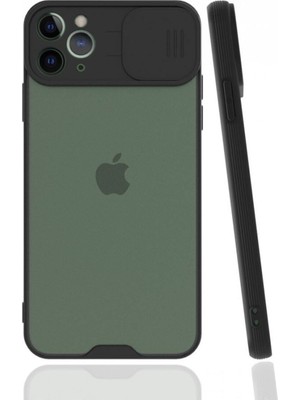 Fibaks Apple iPhone 11 Pro Kılıf Sürgülü Kamera Korumalı Ultra Ince Arkası Mat Şeffaf Zar Kapak