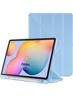 Fibaks Samsung Galaxy Tab S6 Lite SM-P610 P617 Kılıf Mavi PU Malzeme 3 Katlamalı Standlı Özellikler