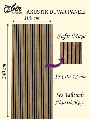 Özbir Mobilya Safir Meşe Akustik Duvar Paneli 100X280  Ahşap Duvar Paneli