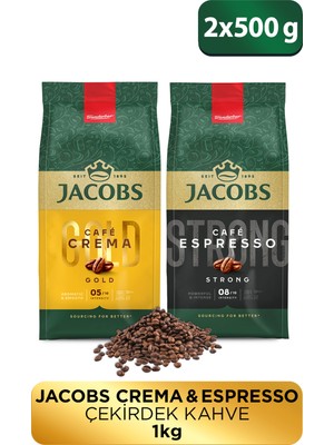 Jacobs Espresso Çekirdek Kahve 500 gr + Cafe Crema Çekirdek Kahve 500 gr