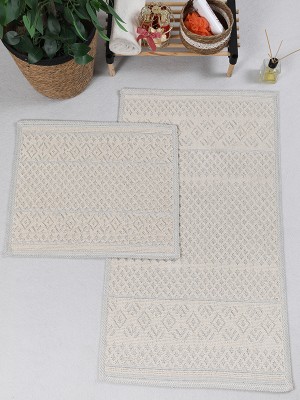 My Evilla Naturel Pamuklu Kilim Yıkanabilir Banyo Paspası Seti 2'li Klozet Takımı 60 x 100-50 x 60 cm  7020 Bej