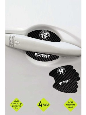 Kocamın Tasarımı Alfa Romeo Sprint Kapı Içi Karbon Desenli Estetik ve Koruyucu Çizik Önleyici Folyo Takımı Sprint Yazılı