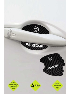 Kocamın Tasarımı Proton Persona Karbon Desenli Kapı Iç Kısmı Çizik Koruma Folyo Seti - 4 Parça Persona Yazılı
