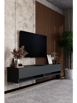 Lifedeco Tv Sehpa Ünitesi Antrasit Kapaklı Duvara Monte LD-1003-M3M3FA90