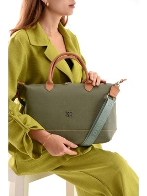 Impolo Sami Yeşiltabagofraj Baskı Kadın Omuz ve Kol Çantası 27X40 Ebatında