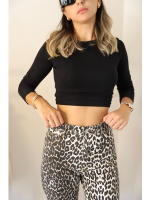 Derya Butik Wide Leg Leopar Jean