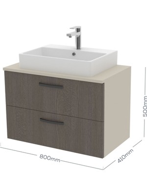 Creavit D10 Next Lavabo Dolabı Iki Çekmeceli 80 cm Melamin Kapak