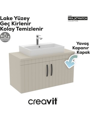 Creavit D10 Next Lavabo Dolabı Kapaklı 100 cm Melamin Gövde Lake Kapak