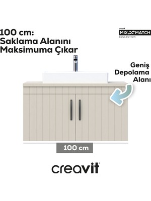 Creavit D10 Next Lavabo Dolabı Kapaklı 100 cm Melamin Gövde Lake Kapak