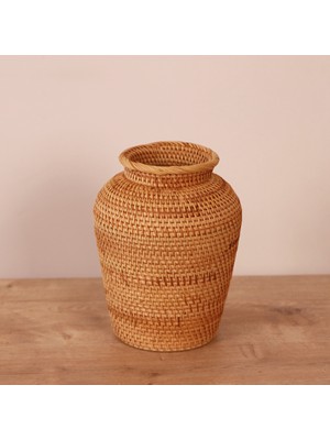 Zeyla El Yapımı Rattan Mini Vazo & Çiçeklik (16X20CM)