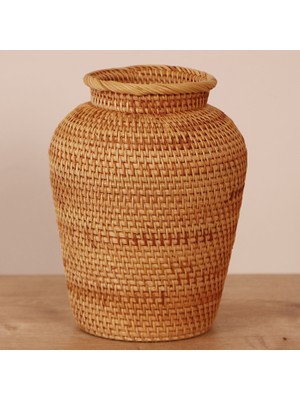 Zeyla El Yapımı Rattan Mini Vazo & Çiçeklik (16X20CM)