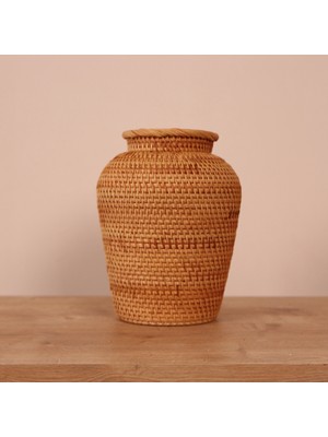 Zeyla El Yapımı Rattan Mini Vazo & Çiçeklik (16X20CM)