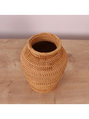 Zeyla El Yapımı Rattan Mini Vazo & Çiçeklik (16X20CM)