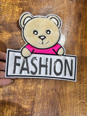 Gönülden Tasarım Dokuma Peluş Fasion Yazılı Ayı Arma Dikiş Aplile 20X18 cm