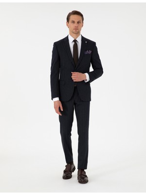 Pierre Cardin Erkek Lacivert Ex. Slim Fit Çizgili Takım Elbise 50306678-VR033