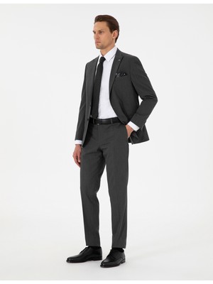 Pierre Cardin Erkek Antrasit Ex. Slim Fit Çizgili Takım Elbise 50306730-VR006