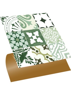 Tink Kendinden Yapışkanlı Karma Yeşil Londra Desenli Pvc Karo 30X30 cm