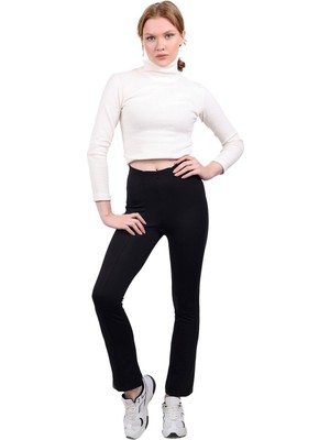 Rays 500 Bel Lastik Detay Ispanyol Paça Tayt Siyah