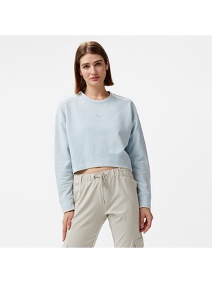 Puma Kadın Mavi Sweatshirt Dare To Relaxed Washed Standart Yaka ile Günlük Kullanım İçin Rahat