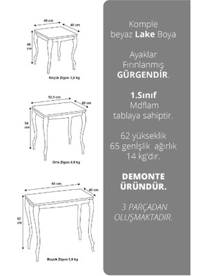 İsm Mobilya 3lü Kavisli Mdf Lam Zigon Sehpa Seti