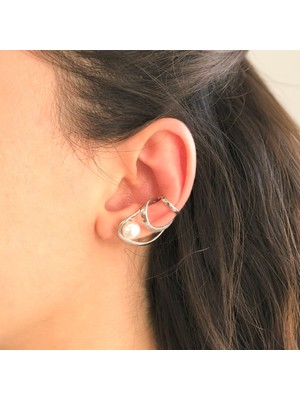 Ferizz 316L Çelik Inci Taşlı Çelik Ear Cuff Küpe UNK-682