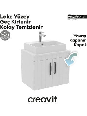 Creavit D10 Next Lavabo Dolabı Kapaklı 65 cm Melamin Gövde Lake Kapak