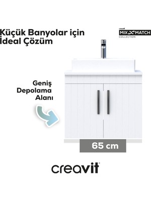 Creavit D10 Next Lavabo Dolabı Kapaklı 65 cm Melamin Gövde Lake Kapak