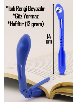 Telvesse Mini Kitap Okuma Lambası Pilli Kitap Okuma Işığı Göz Yormayan Klipsi Okuma Işığı