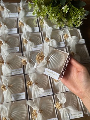 Kutuda Hediyelik Midye Mum Istiridye Mum Incili Mum Nişan Söz Nikah Hediyeliği