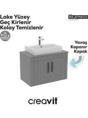 Creavit D10 Next Lavabo Dolabı Kapaklı 80 cm Lake Kapak