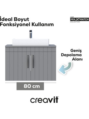 Creavit D10 Next Lavabo Dolabı Kapaklı 80 cm Lake Kapak