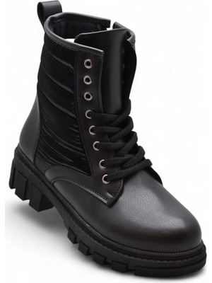 Ispartalılar 988 Günlük Bağcıklı Fermuarlı Siyah Kadın Bot Ayakkabı Kışlık Bayan Bot