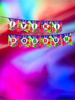 VibeHome Pijamaskeliler Temalı Banner - Doğum Günü Parti ve Eğlenceli Etkinlikler Için