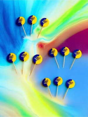 VibeHome Sarı Lacivert Renklerde Takım Temalı Kürdan - Doğum Günü Parti ve Eğlenceli Etkinlikler Için