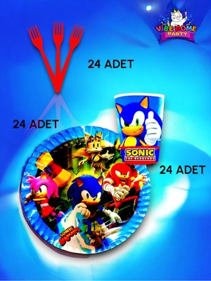 VibeHome 24 Kişilik Sonic Temalı Süper Eko Seti - Doğum Günü Parti ve Eğlenceli Etkinlikler