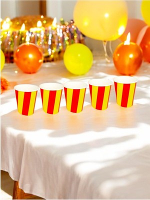 VibeHome 8 Adet Sarı-Kırmızı Takım Temalı Taraftar Bardak - Doğum Günü Parti ve Eğlenceli Etkinlikler Için