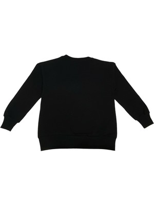 Gugo Kız Çocuk Çicek Aksesuarlı Sweatshirt 5-14 Yaş Siyah