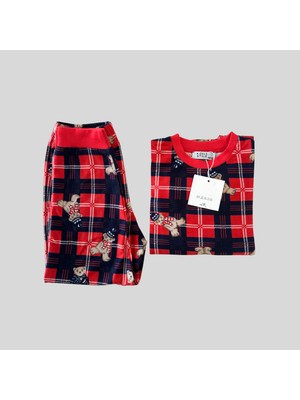 Yılbaşı Temalı Unisex Kırmızı Bebek Pijama Takımı